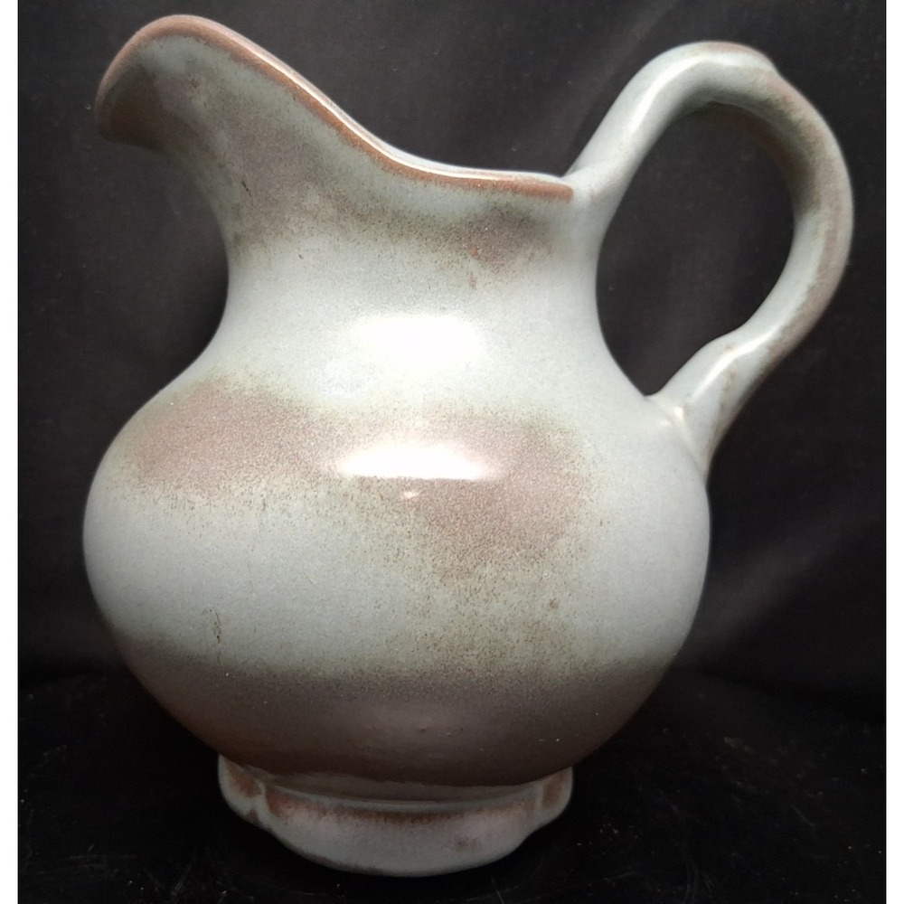 Vintage Frankoma‎ Prairie Green with Blue, Pottery Pitcher, Petite Size